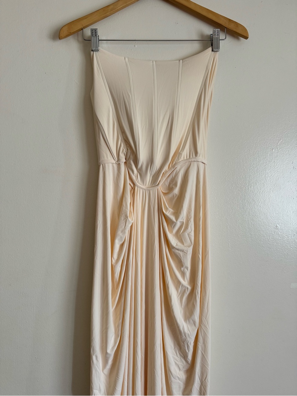 Pearl Gown Deme by Gabriella Bustier Strapless Ivory Ruched Maxi Dress - Picture 4 of 9